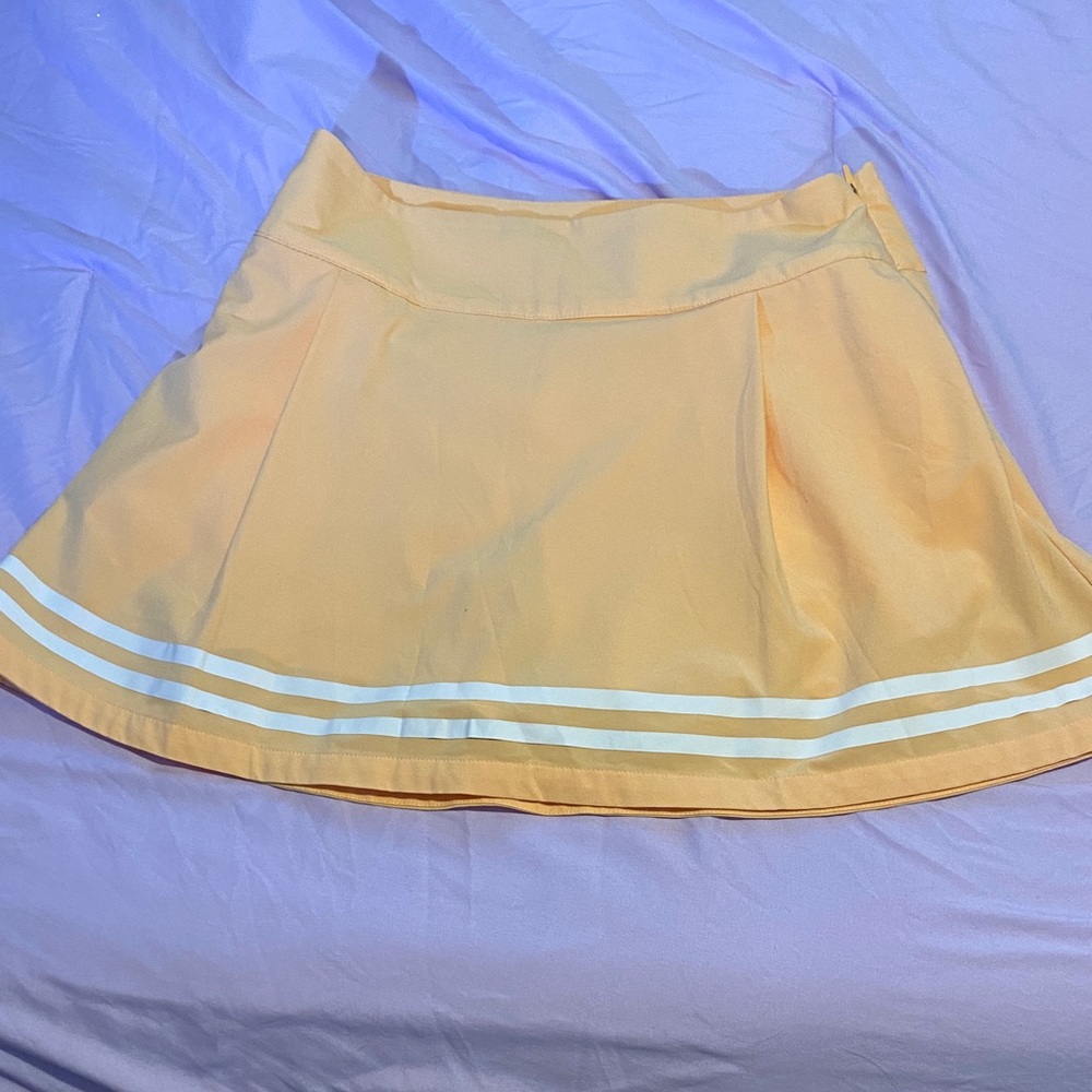 Vibrant Orange Skater Skirt with Stripes